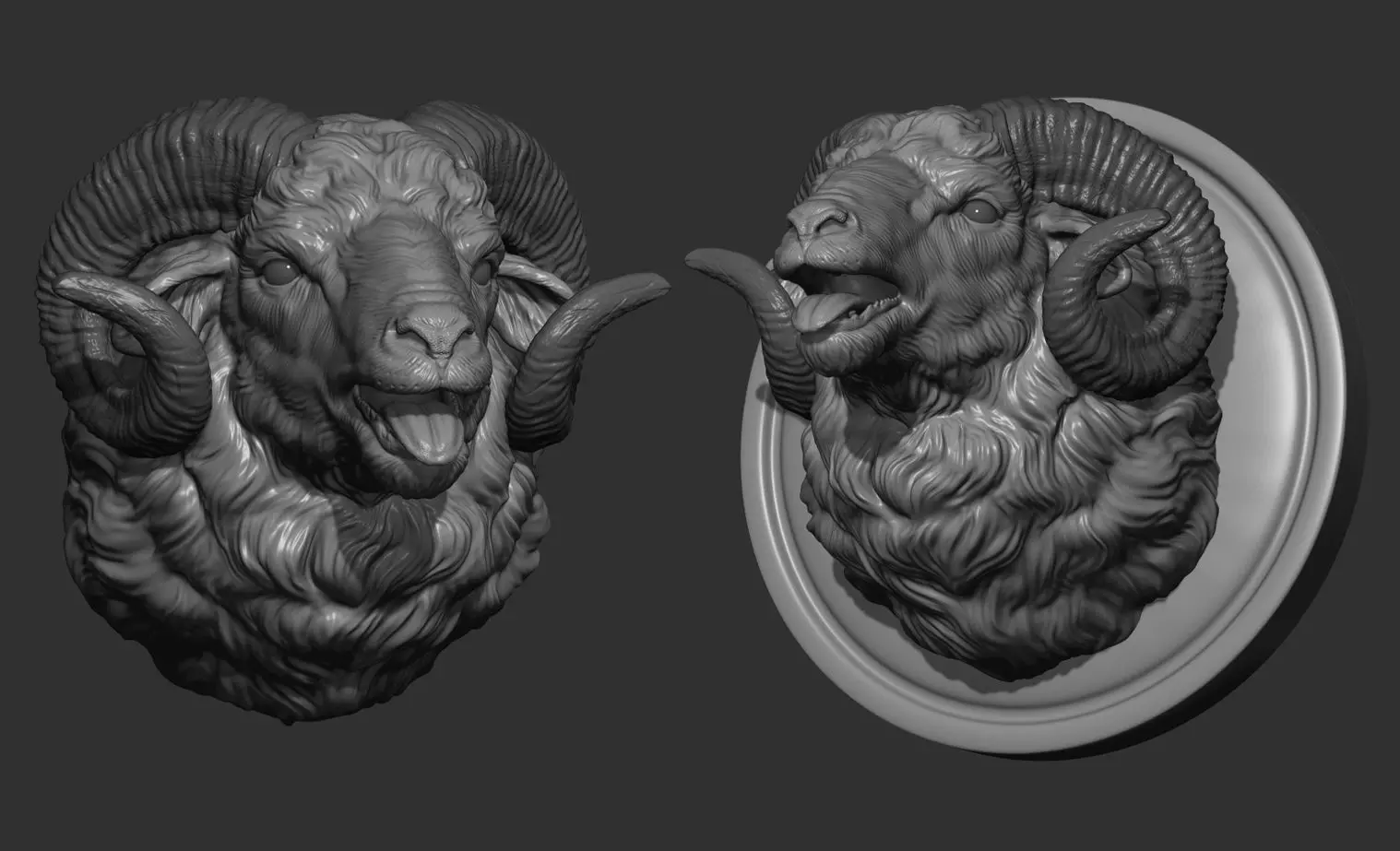 Bleating ram head 3D print model_0