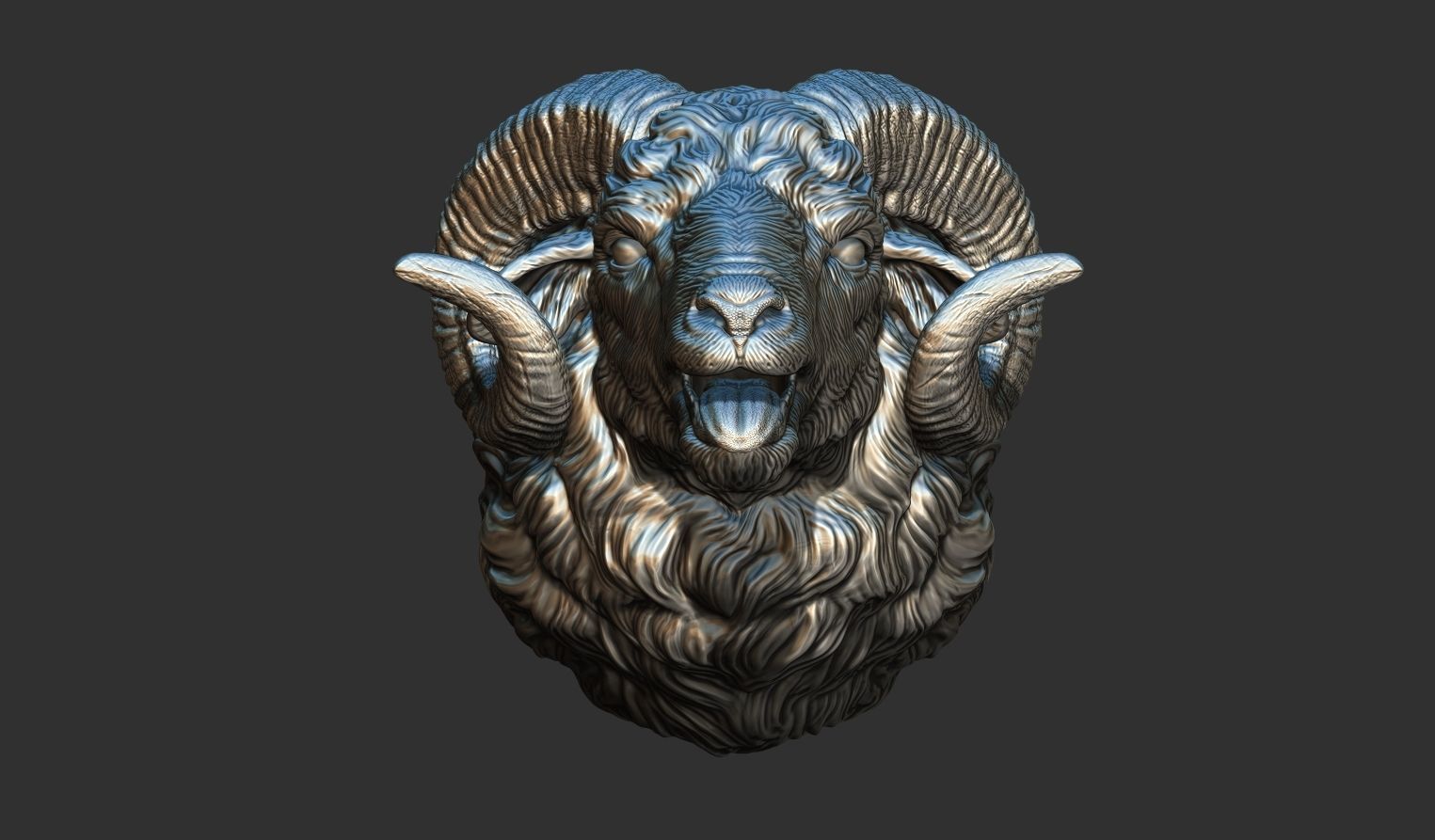 Bleating ram head 3D print model_3