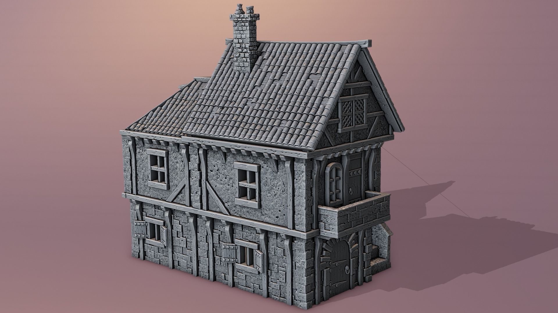 Medieval house 3D print model_1