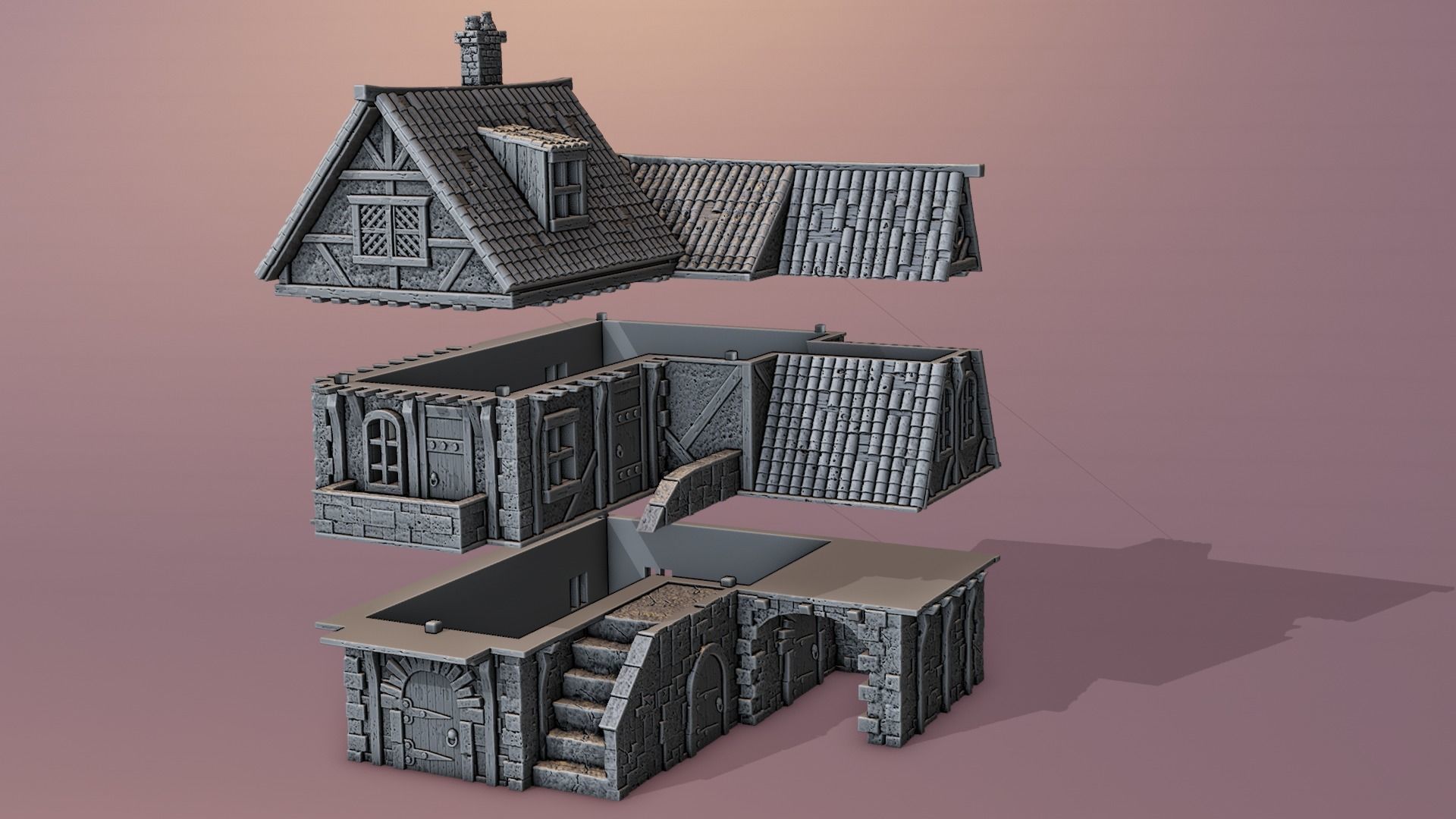 Medieval house 3D print model_3