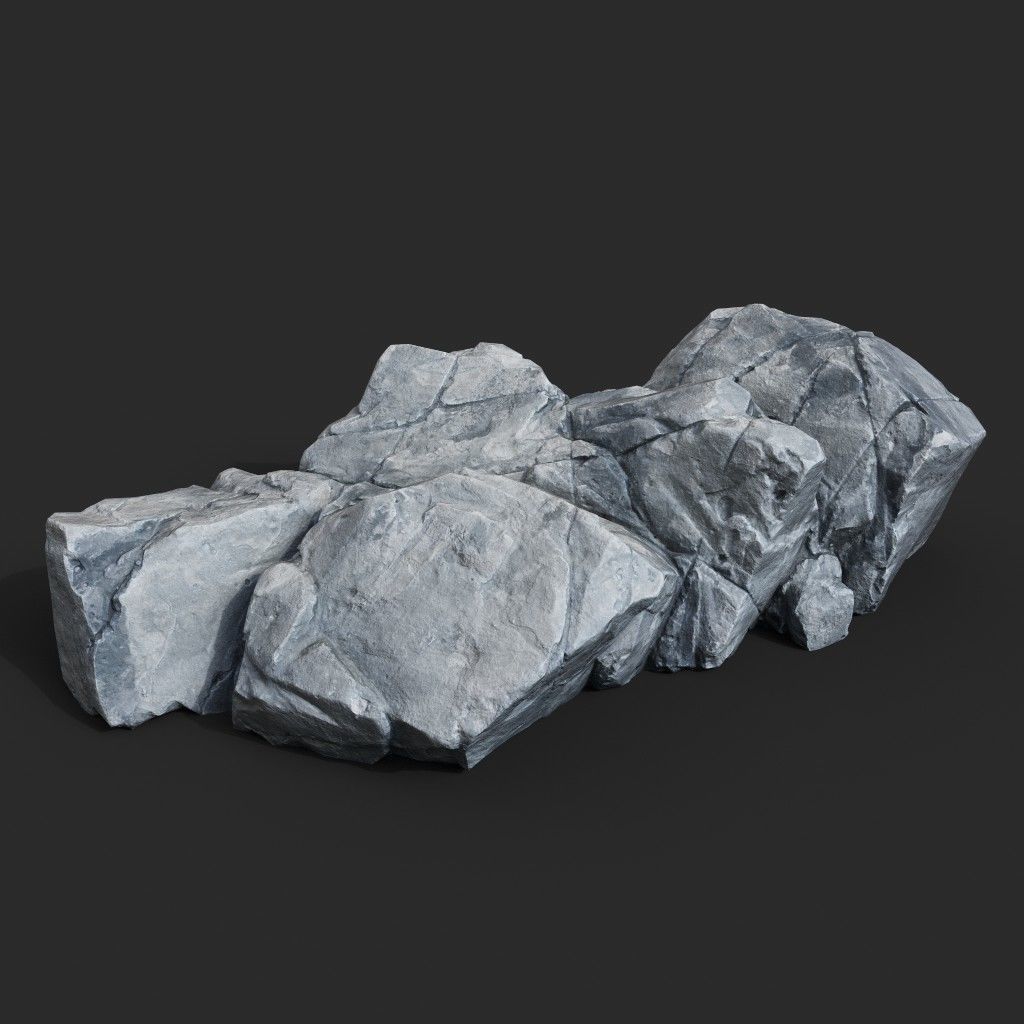 Low Poly Base Gray Rock 230209 - Ultra HD 16K Texture Low-poly 3D model_7