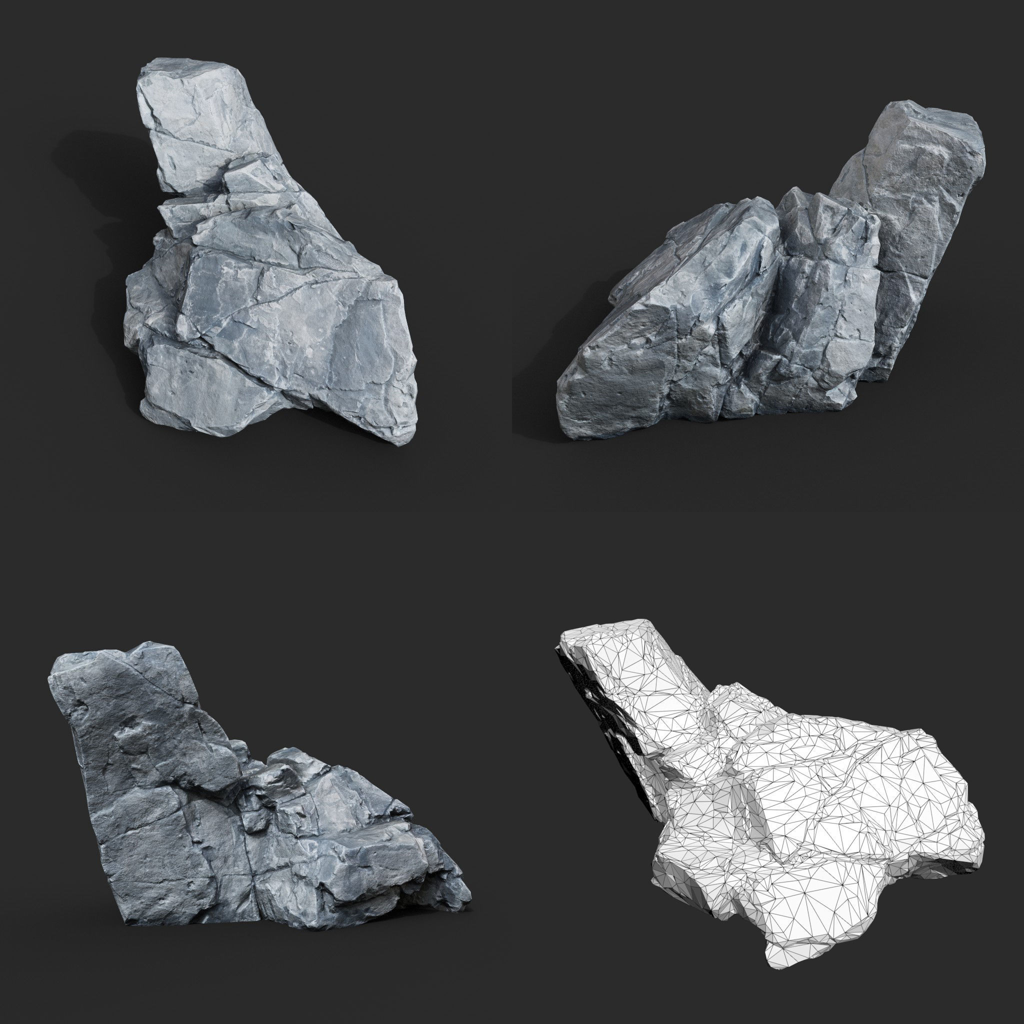 Low Poly Base Gray Rock 230209 - Ultra HD 16K Texture Low-poly 3D model_14