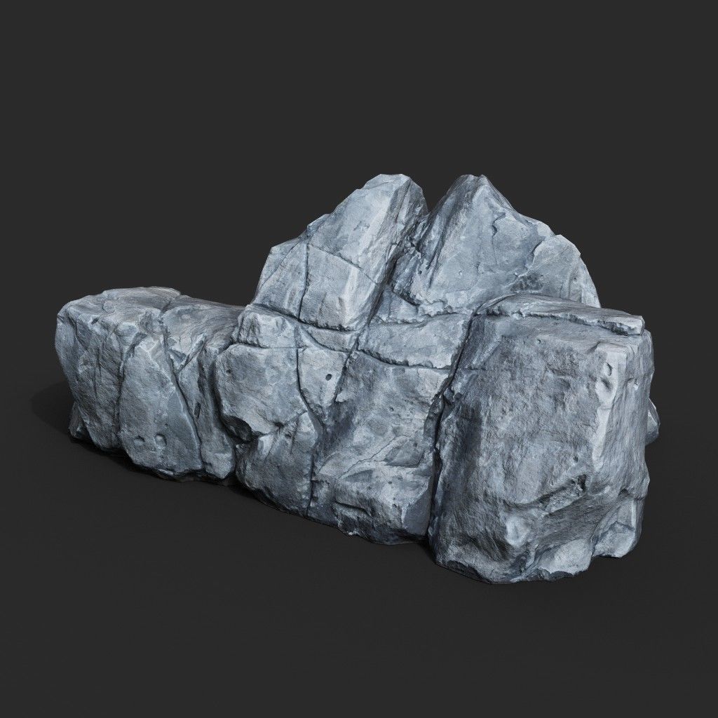 Low Poly Base Gray Rock 230209 - Ultra HD 16K Texture Low-poly 3D model_9
