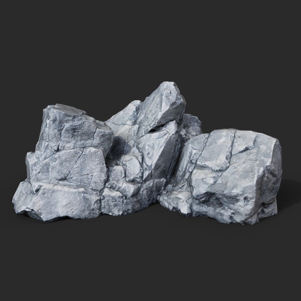 Low Poly Base Gray Rock 230209 - Ultra HD 16K Texture Low-poly 3D model_1