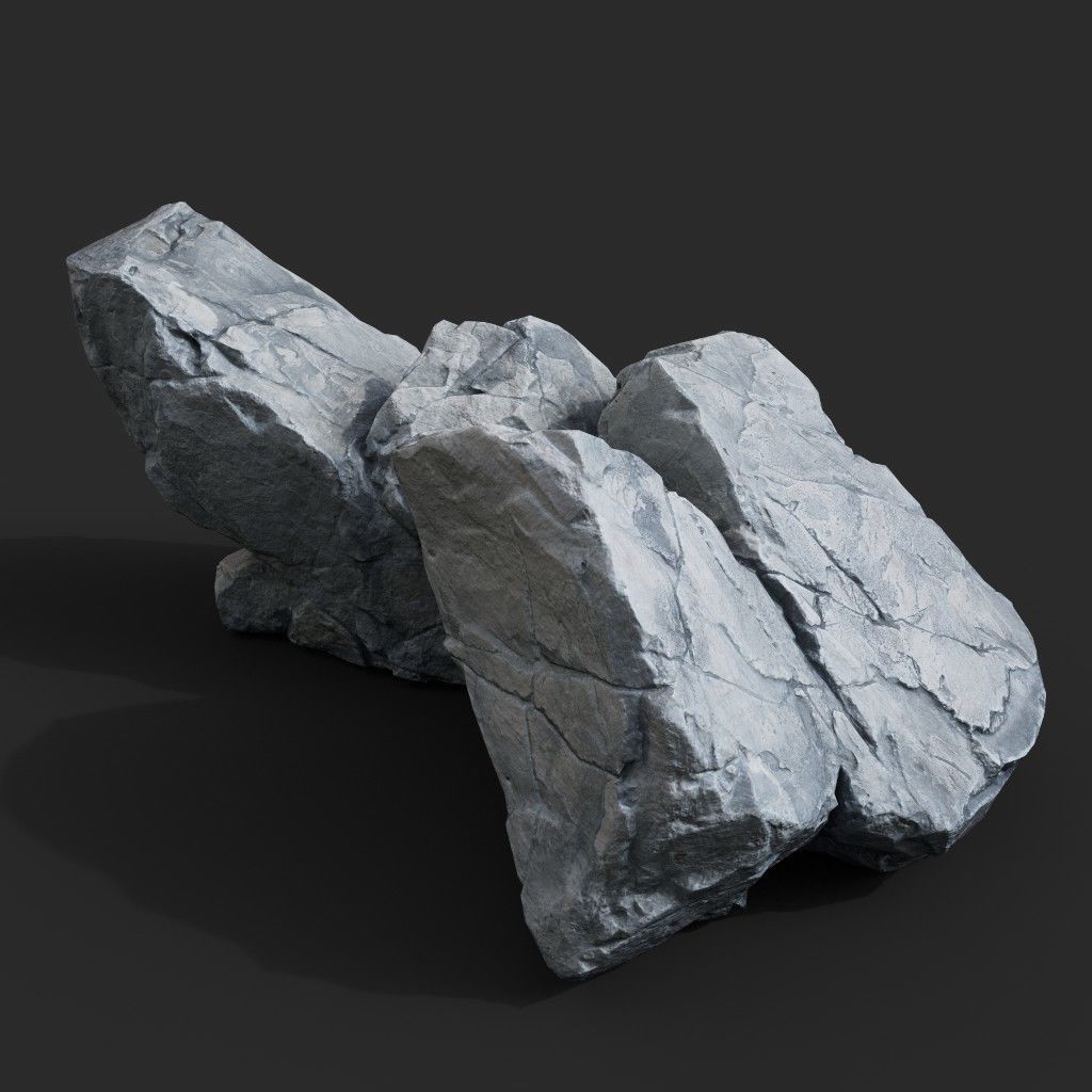 Low Poly Base Gray Rock 230209 - Ultra HD 16K Texture Low-poly 3D model_15