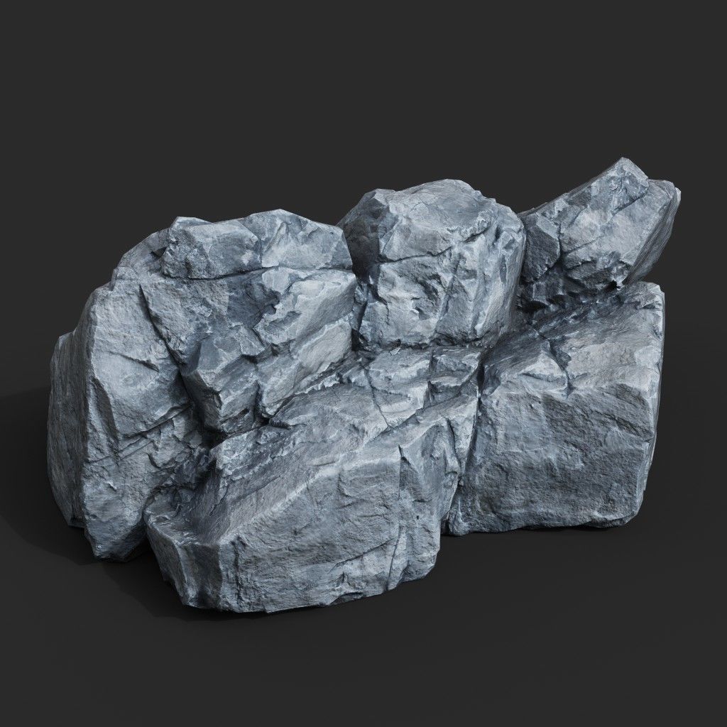 Low Poly Base Gray Rock 230209 - Ultra HD 16K Texture Low-poly 3D model_5