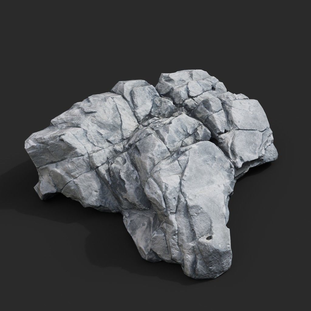 Low Poly Base Gray Rock 230209 - Ultra HD 16K Texture Low-poly 3D model_3