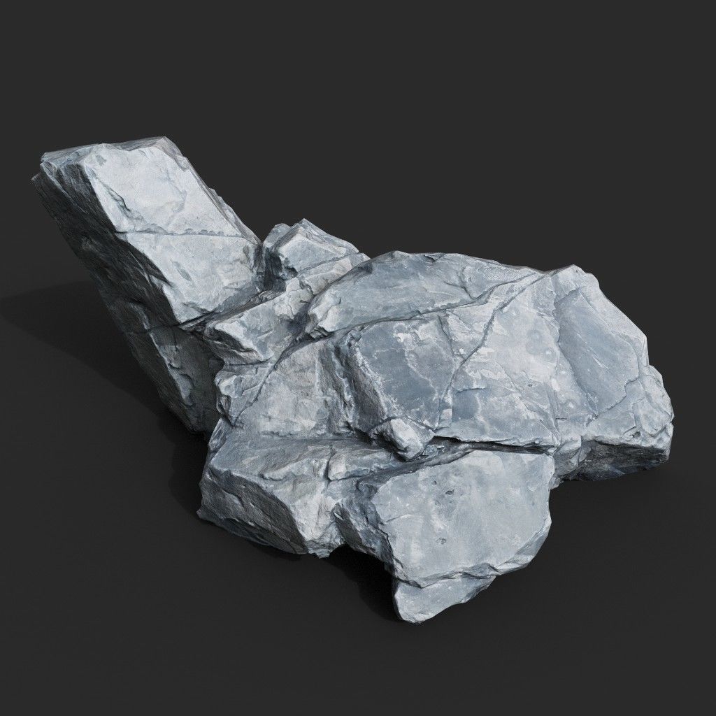 Low Poly Base Gray Rock 230209 - Ultra HD 16K Texture Low-poly 3D model_13