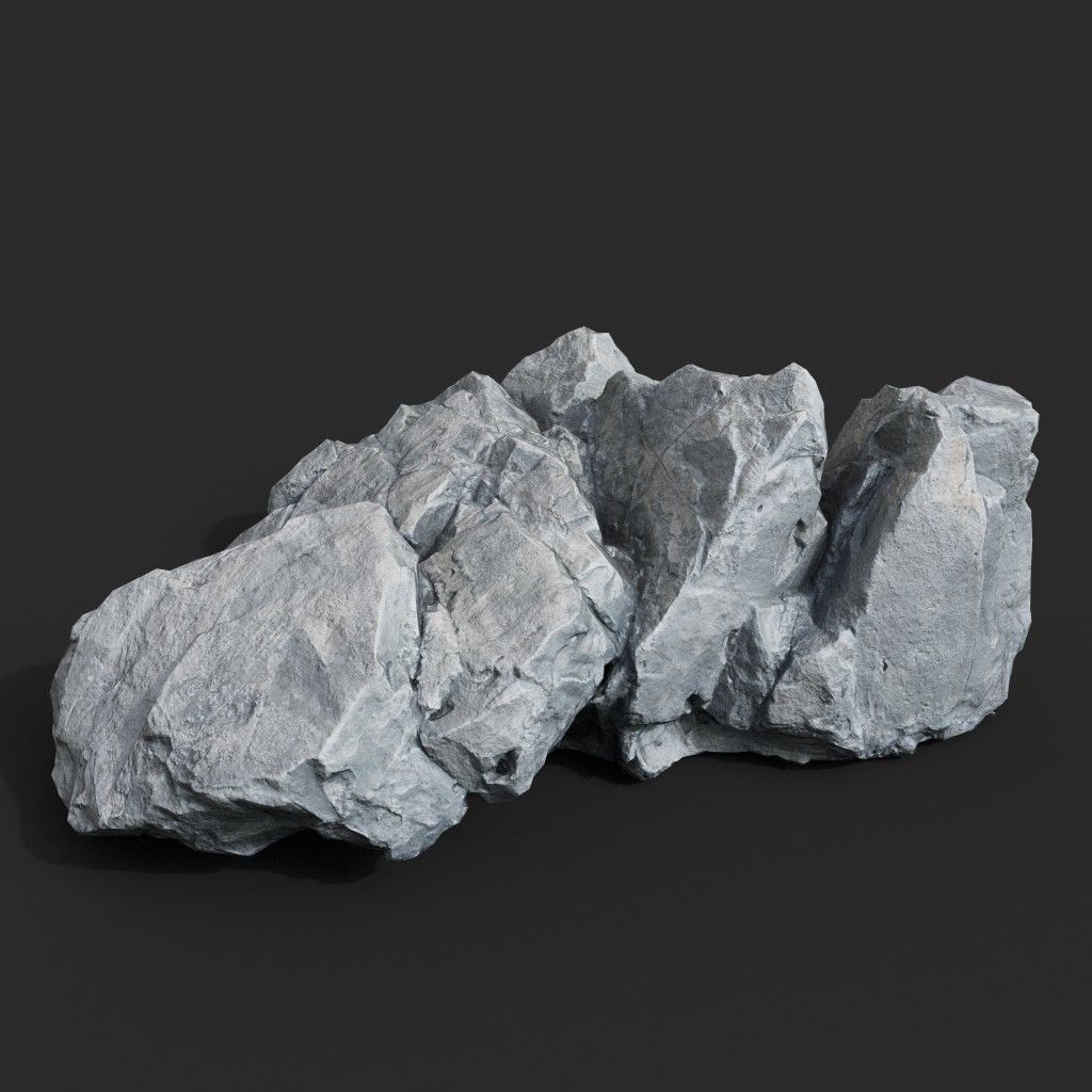 Low Poly Base Gray Rock 230209 - Ultra HD 16K Texture Low-poly 3D model_11