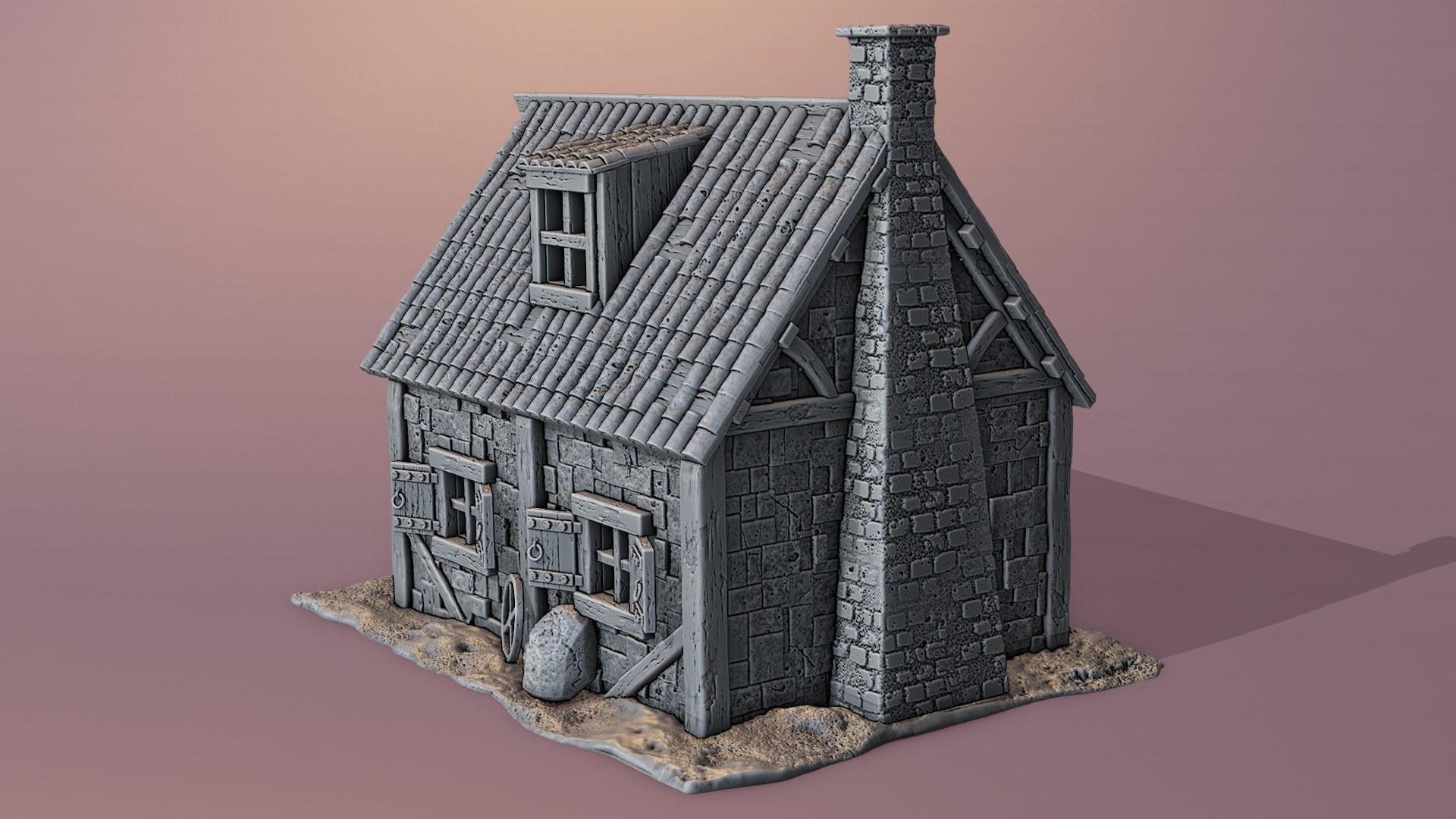 Medieval house 3D print model_2