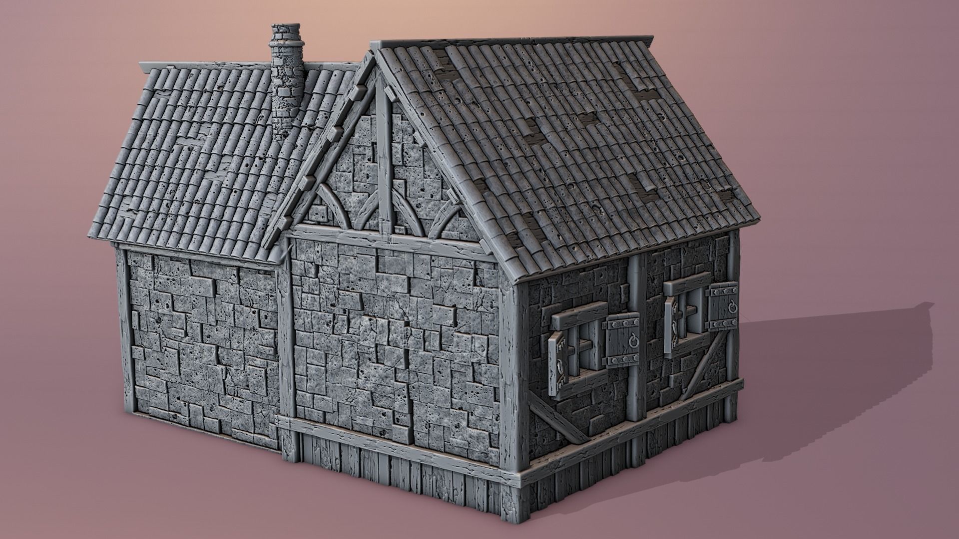Medieval house 3D print model_2