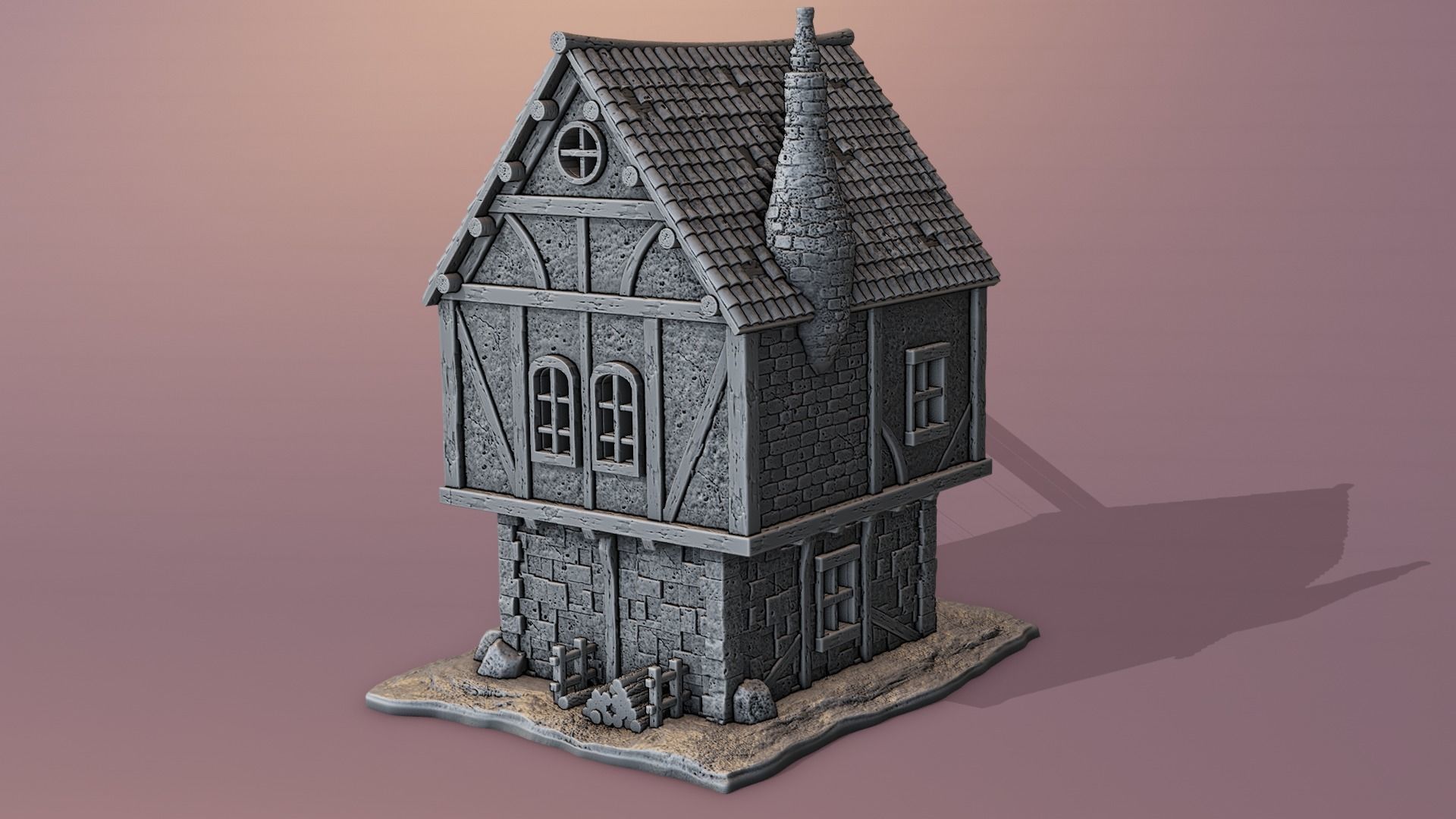 Medieval house 3D print model_2