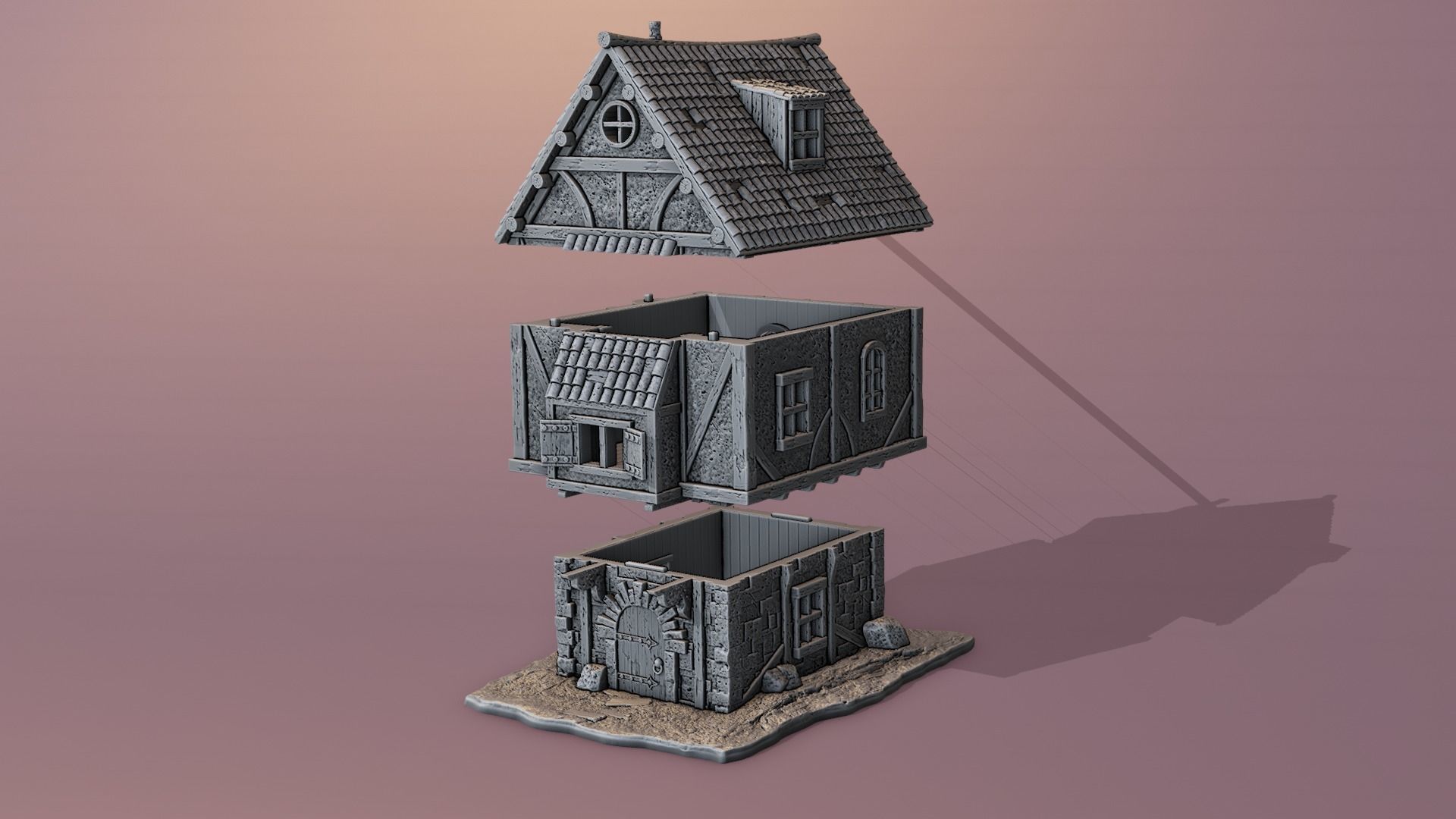 Medieval house 3D print model_3