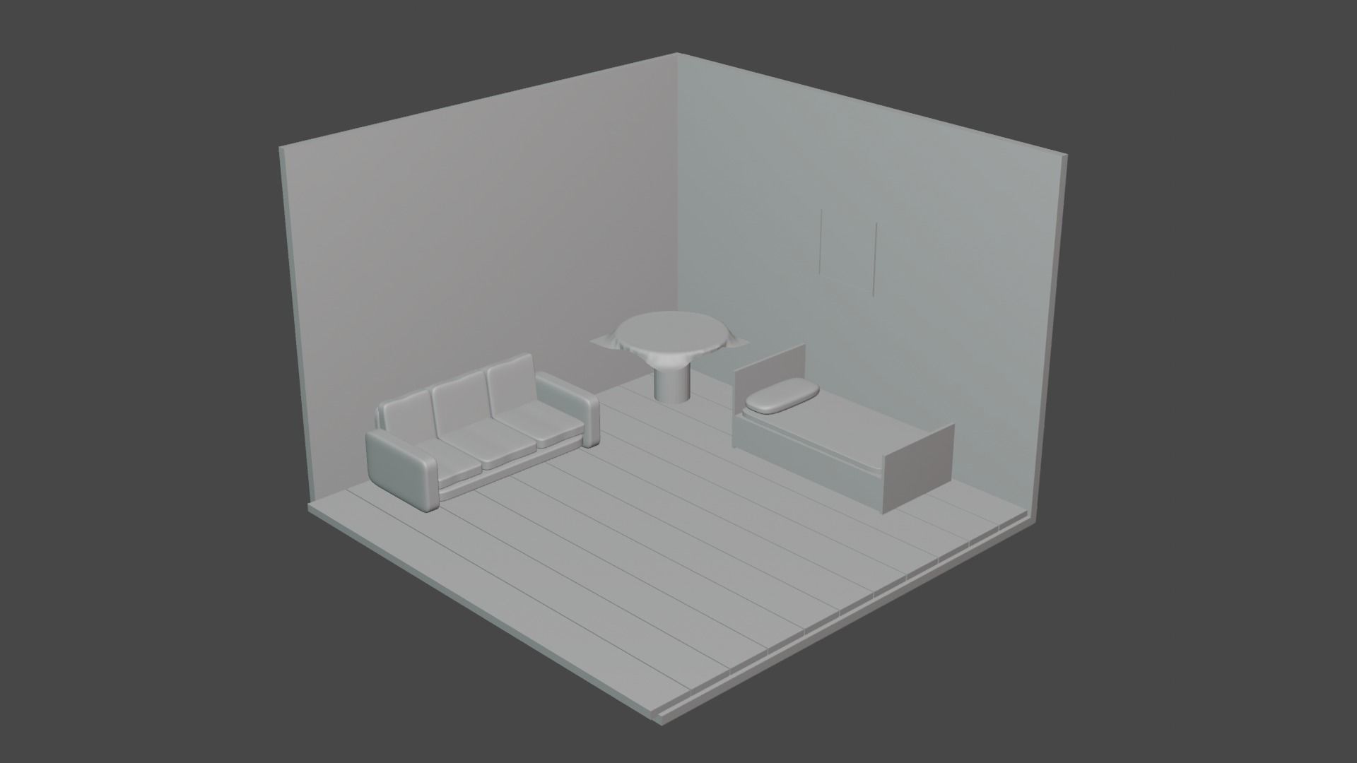 3d mini modern room Low-poly 3D model_1