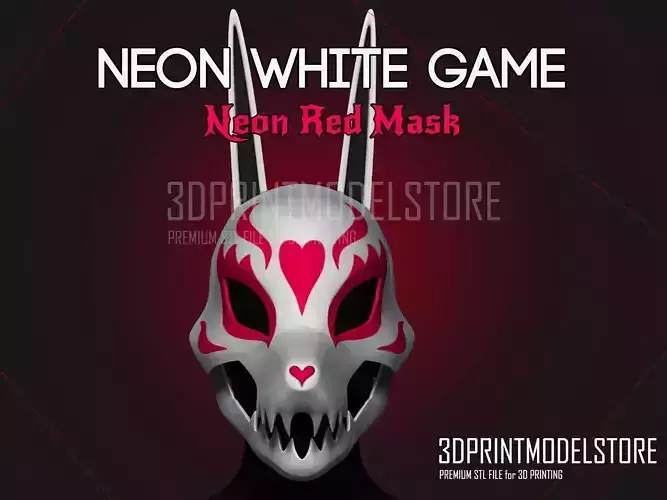 Neon White Game Cosplay Mask - Neon Red Mask - Halloween Costume 3D print model