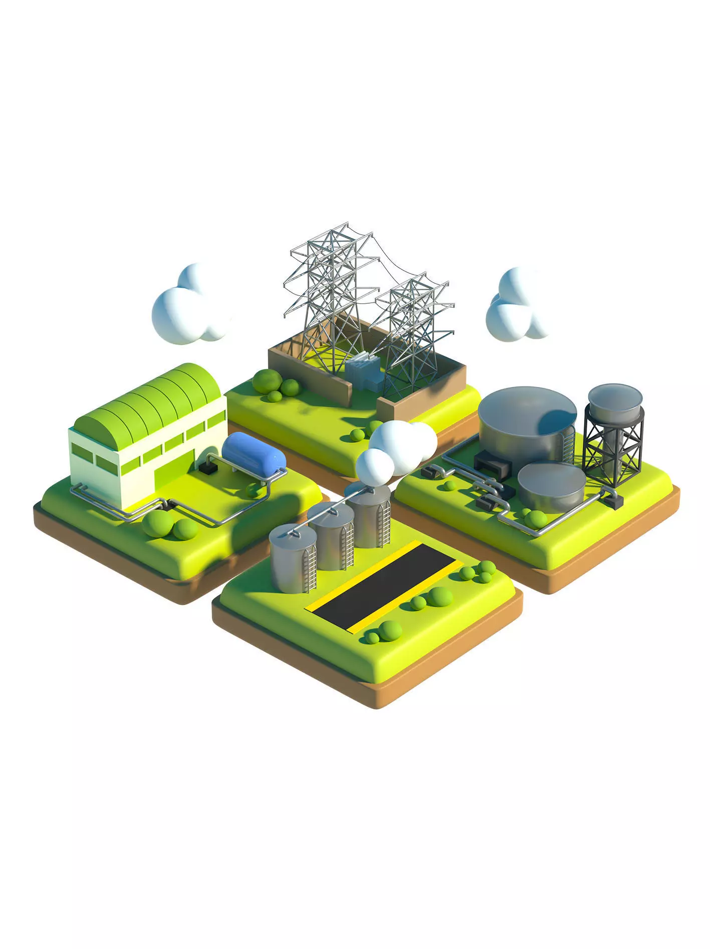 C4D model - energy scenario elements 3D model_0