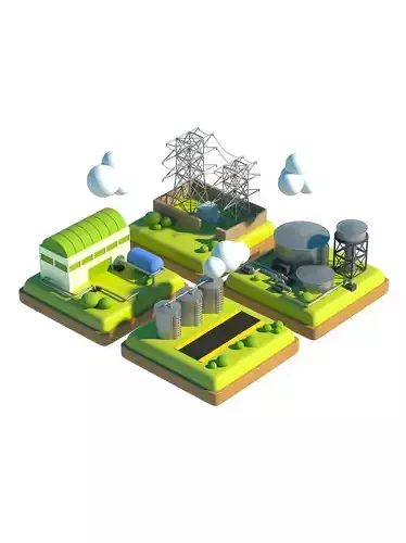 C4D model - energy scenario elements
