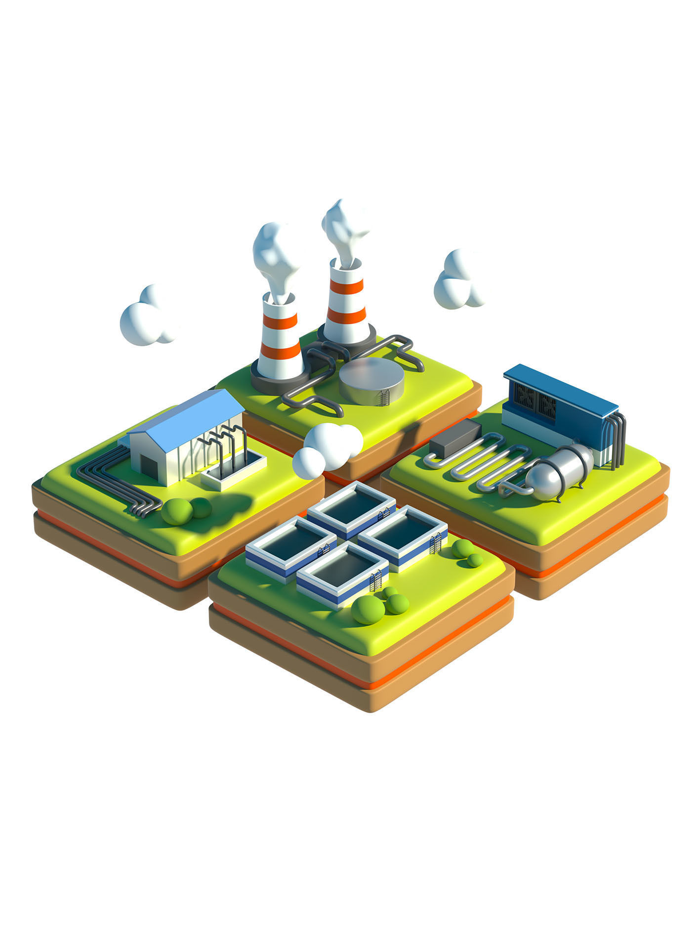 C4D model - energy scenario elements 3D model_1