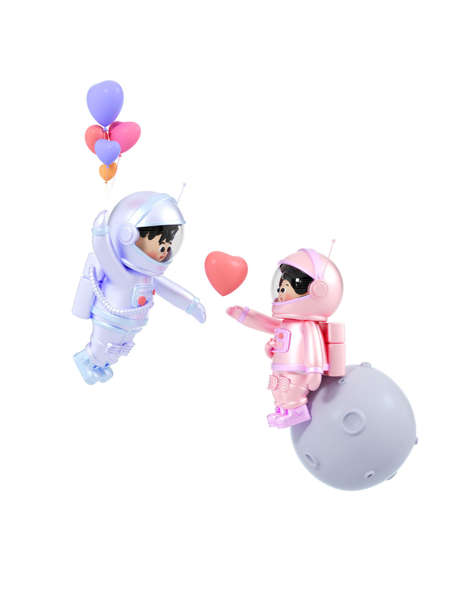 love of astronauts on Valentine Day 3D model_3