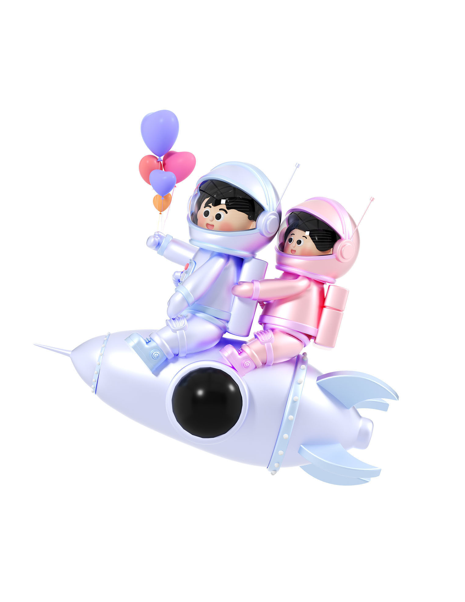  love of astronauts on Valentine Day 3D model_2