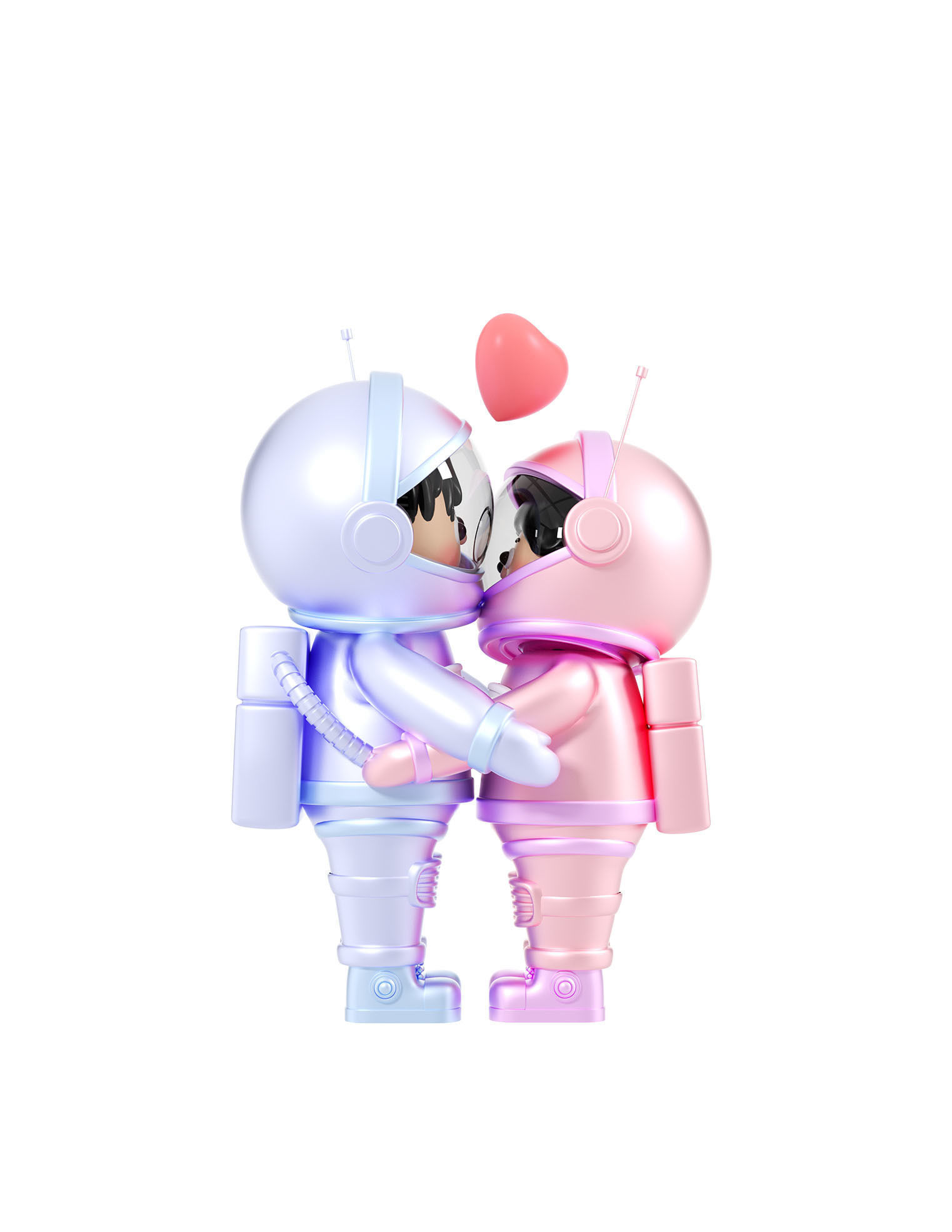  love of astronauts on Valentine Day 3D model_4