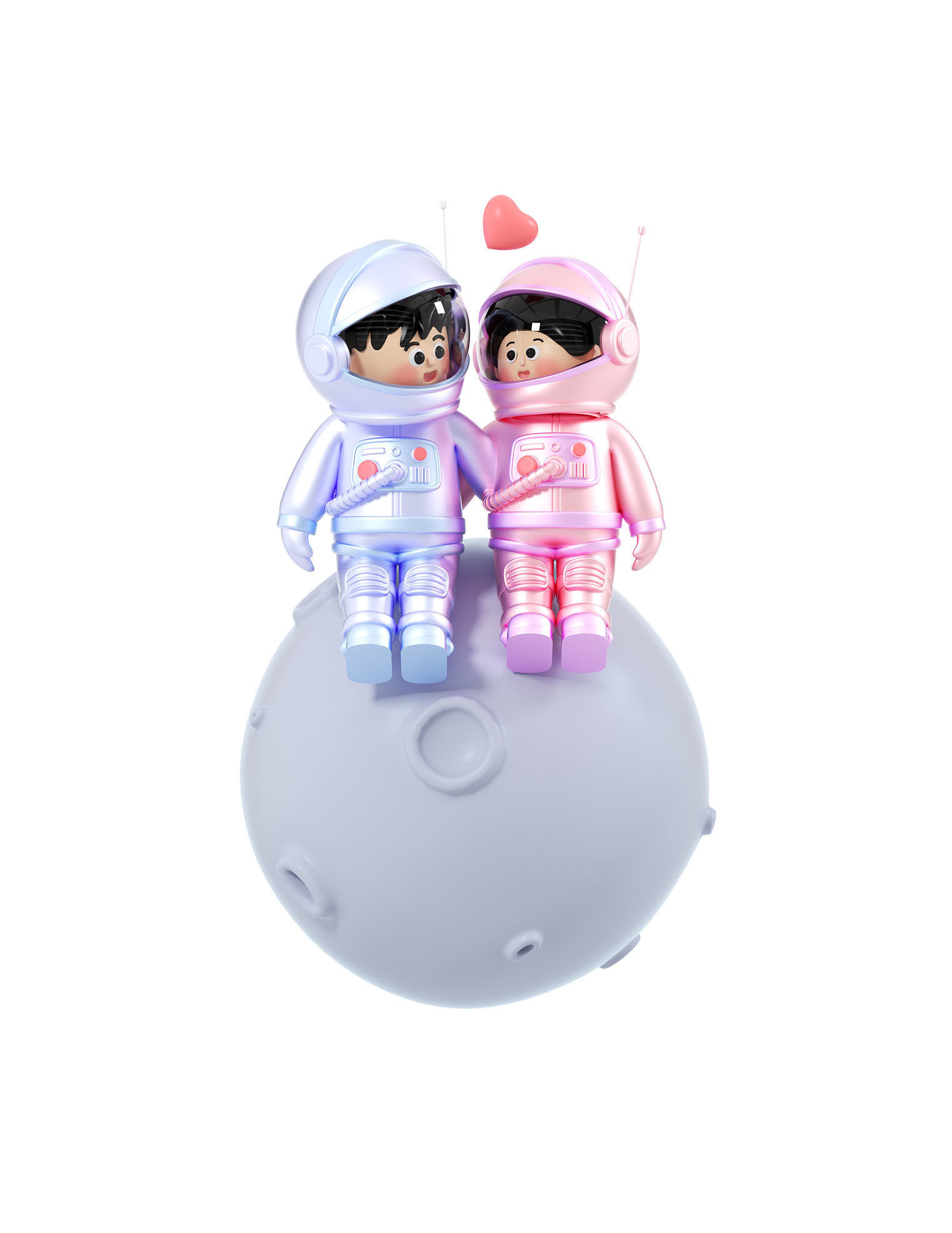  love of astronauts on Valentine Day 3D model_1