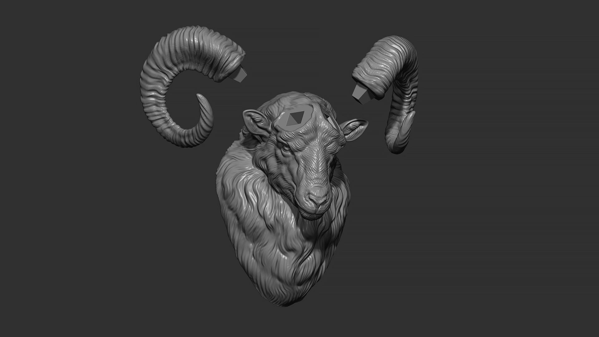 Mouflon ram head 3D print model_17