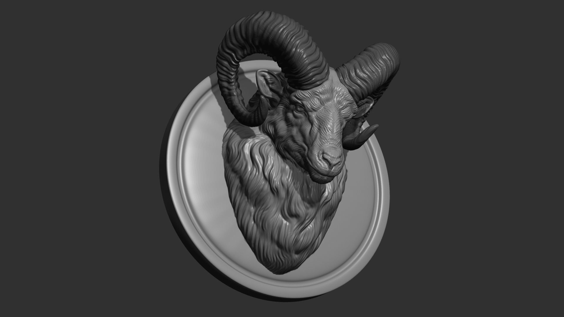 Mouflon ram head 3D print model_6