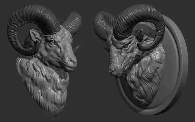 Mouflon ram head 3D print model