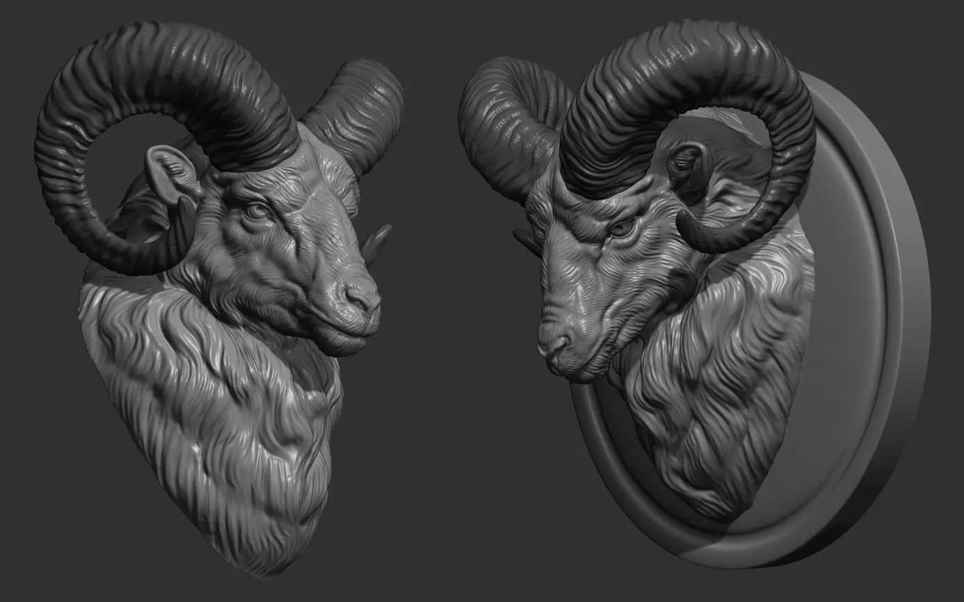 Mouflon ram head 3D print model_0