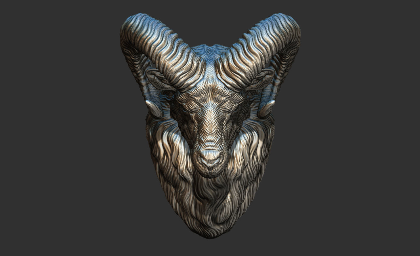Mouflon ram head 3D print model_1