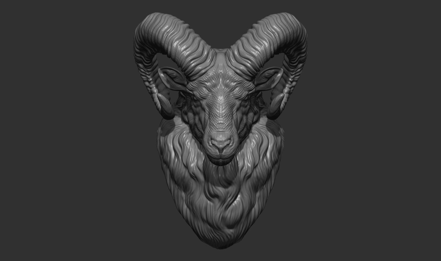 Mouflon ram head 3D print model_13