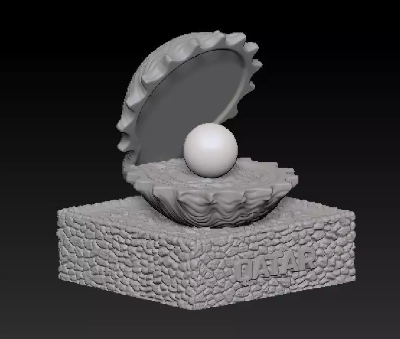 oyster shell with pearl 3D print model_0