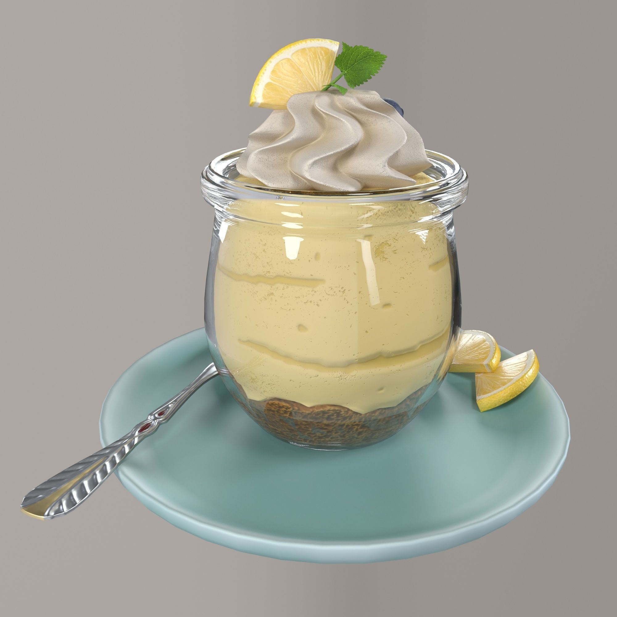 Lemon dessert 3D model_2