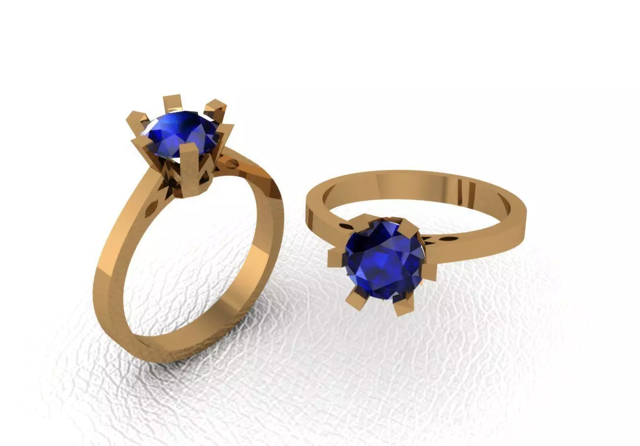 Rings sapphire engagement ring gold 3D print model_0