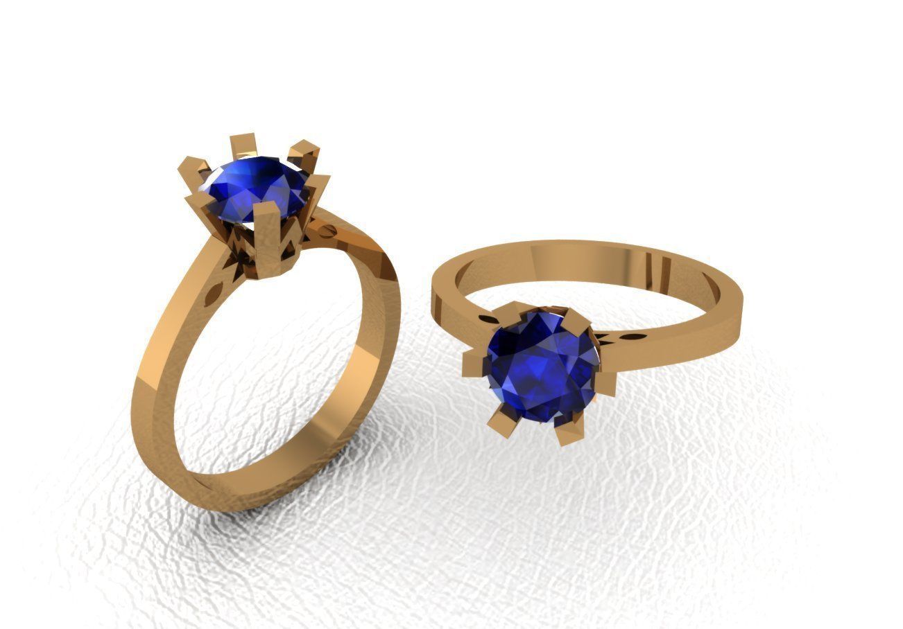Rings sapphire engagement ring gold 3D print model_19