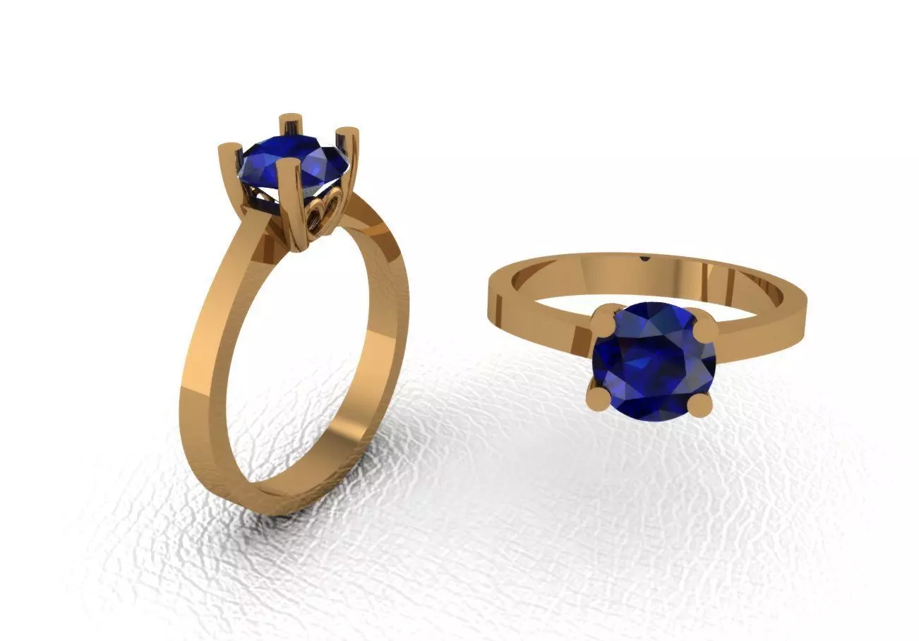 Rings sapphire engagement ring gold 3D print model_0