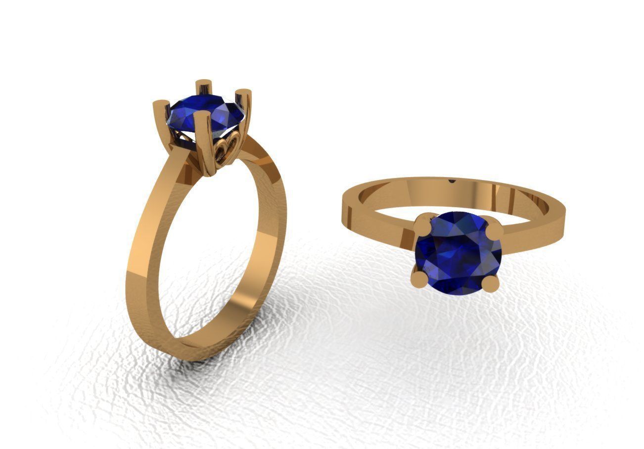 Rings sapphire engagement ring gold 3D print model_7