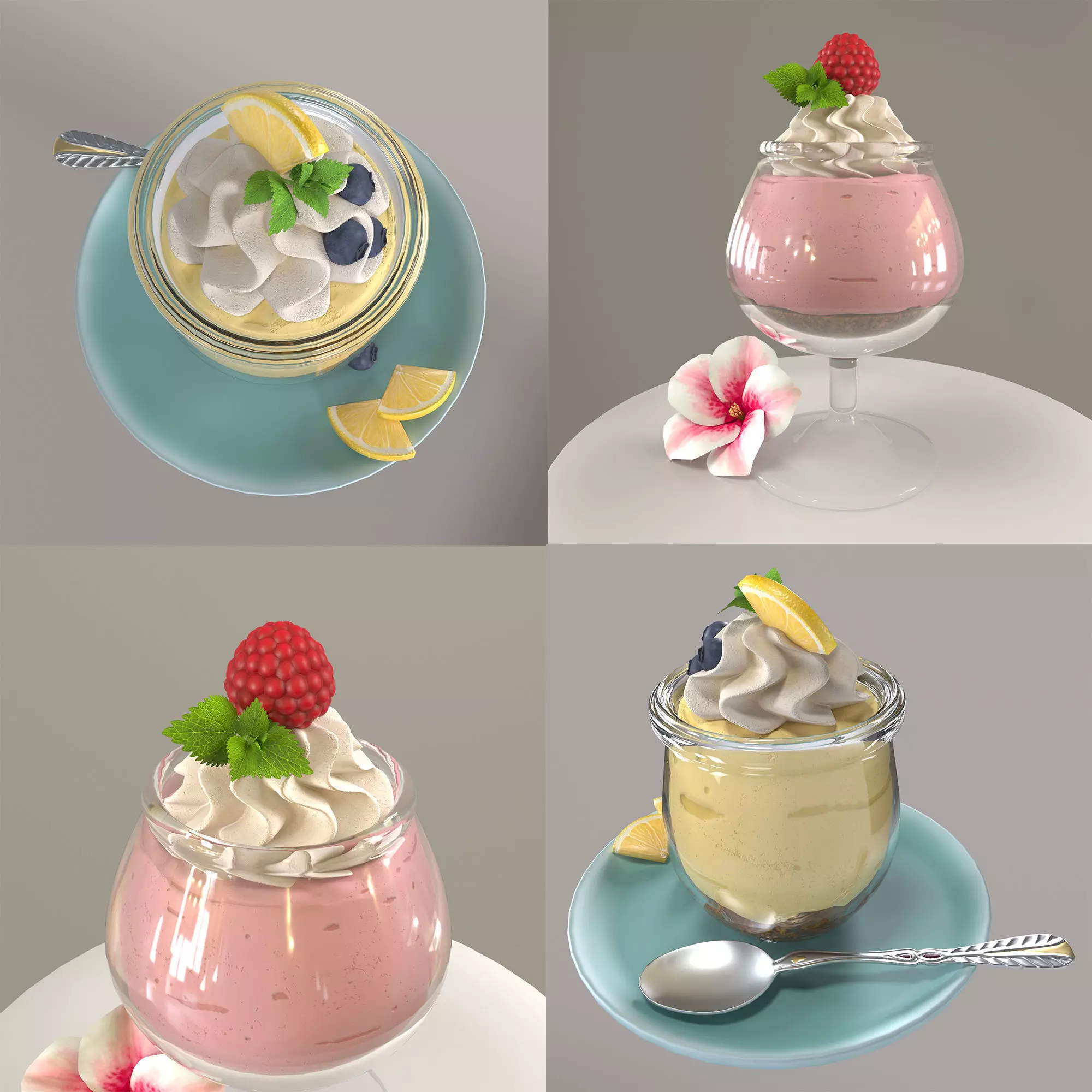  Two desserts 3D Model Collection_0