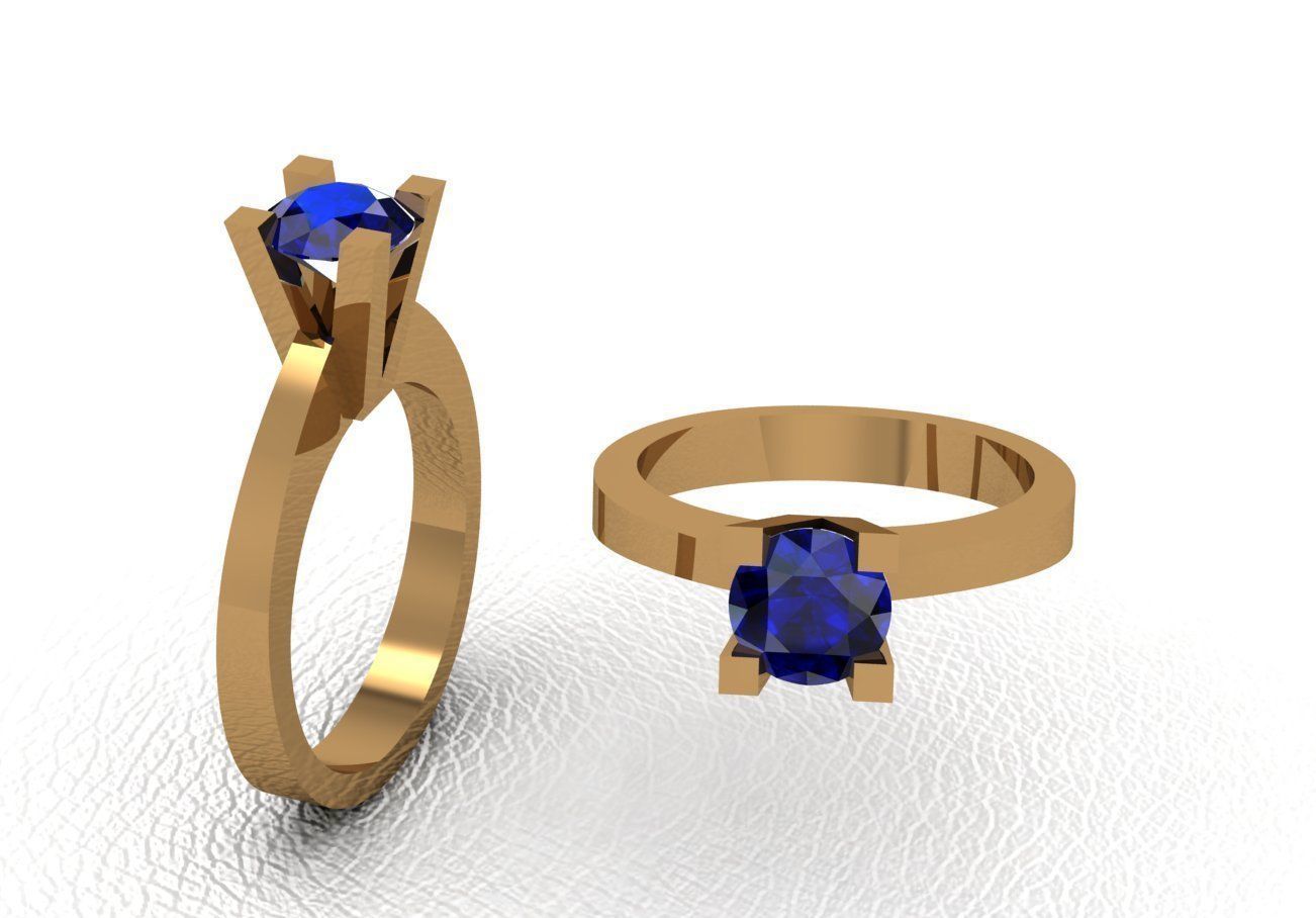 Rings sapphire engagement ring gold 3D print model_27