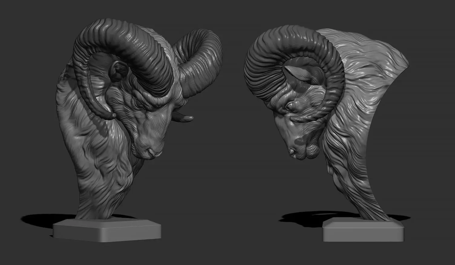 Mouflon Ram statue 3D print model_0