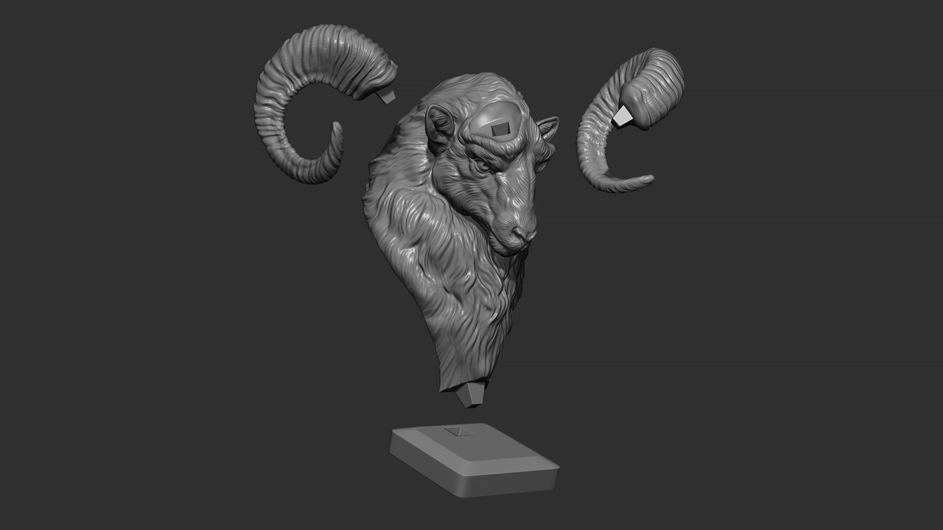 Mouflon Ram statue 3D print model_16