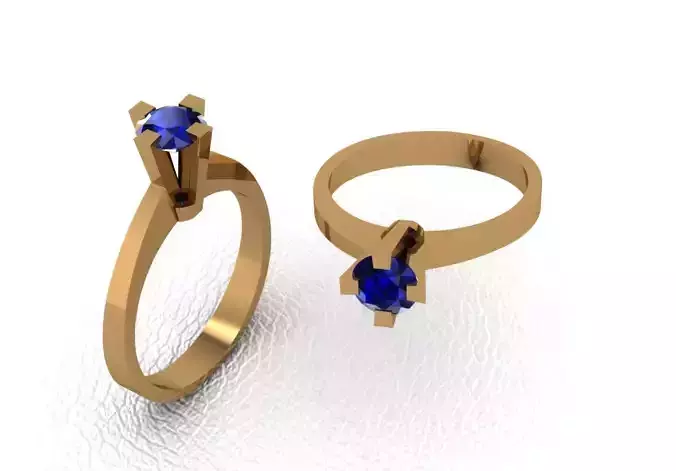 Rings gold ring with two sapphire stones