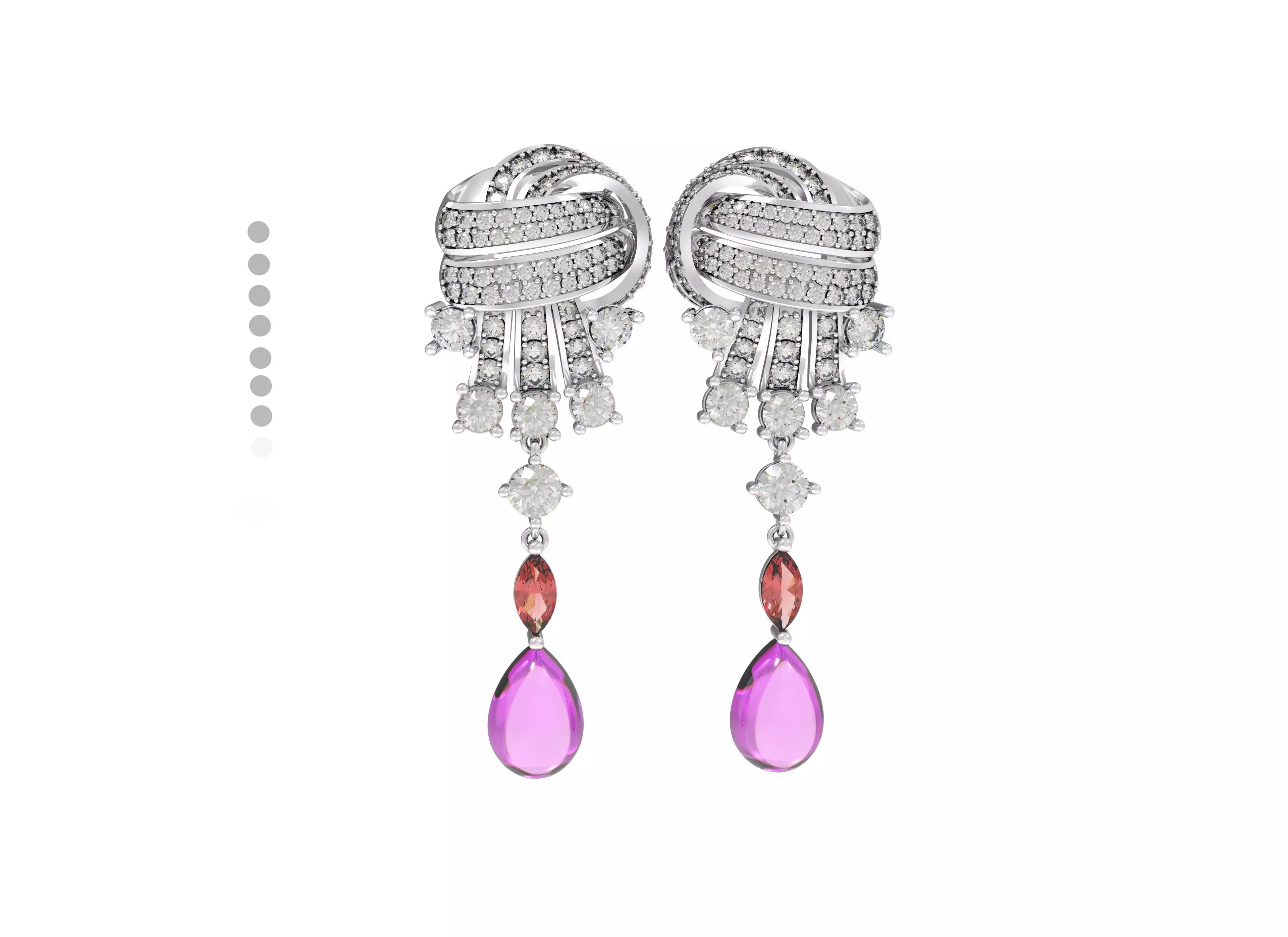 earrings pair of with stones and diamonds Free 3D print model