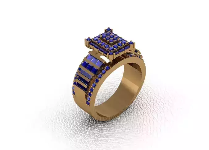 Rings gold ring with sapphires 3D print model