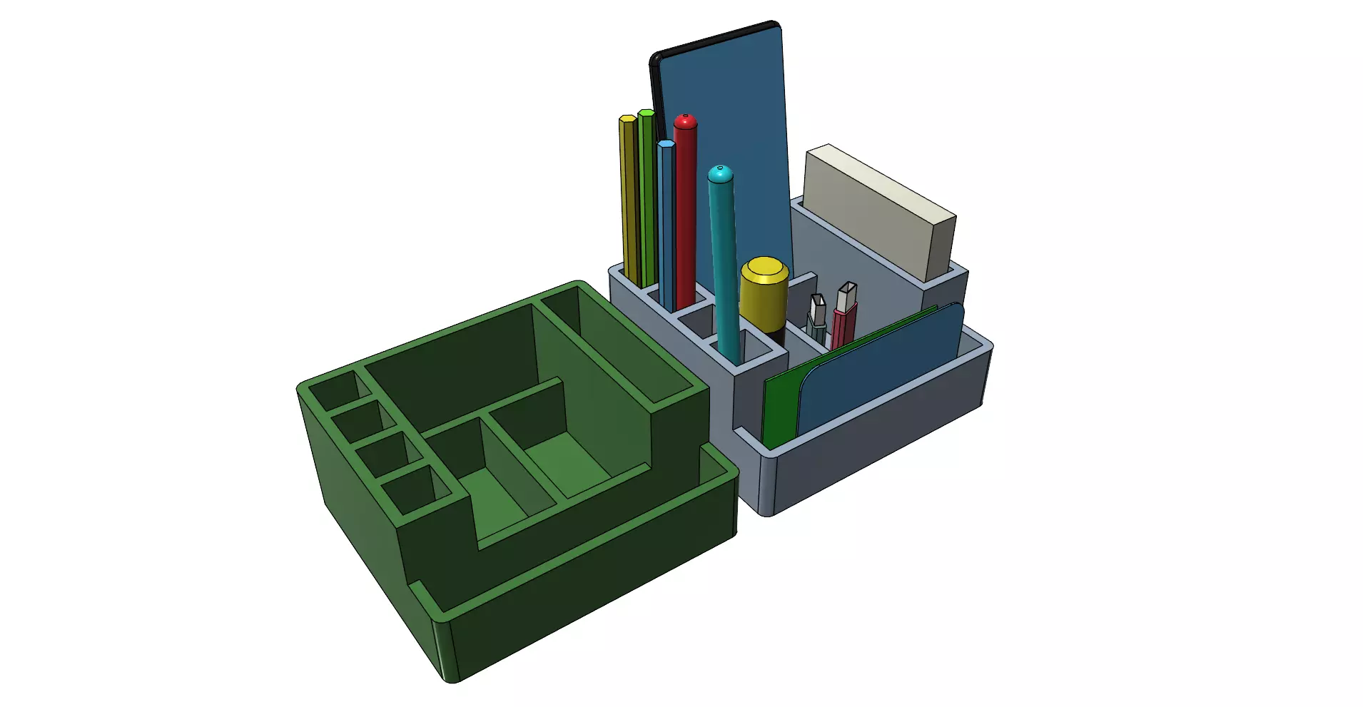 Organizer holder pencils phone papers cards easy print 3D print model_0