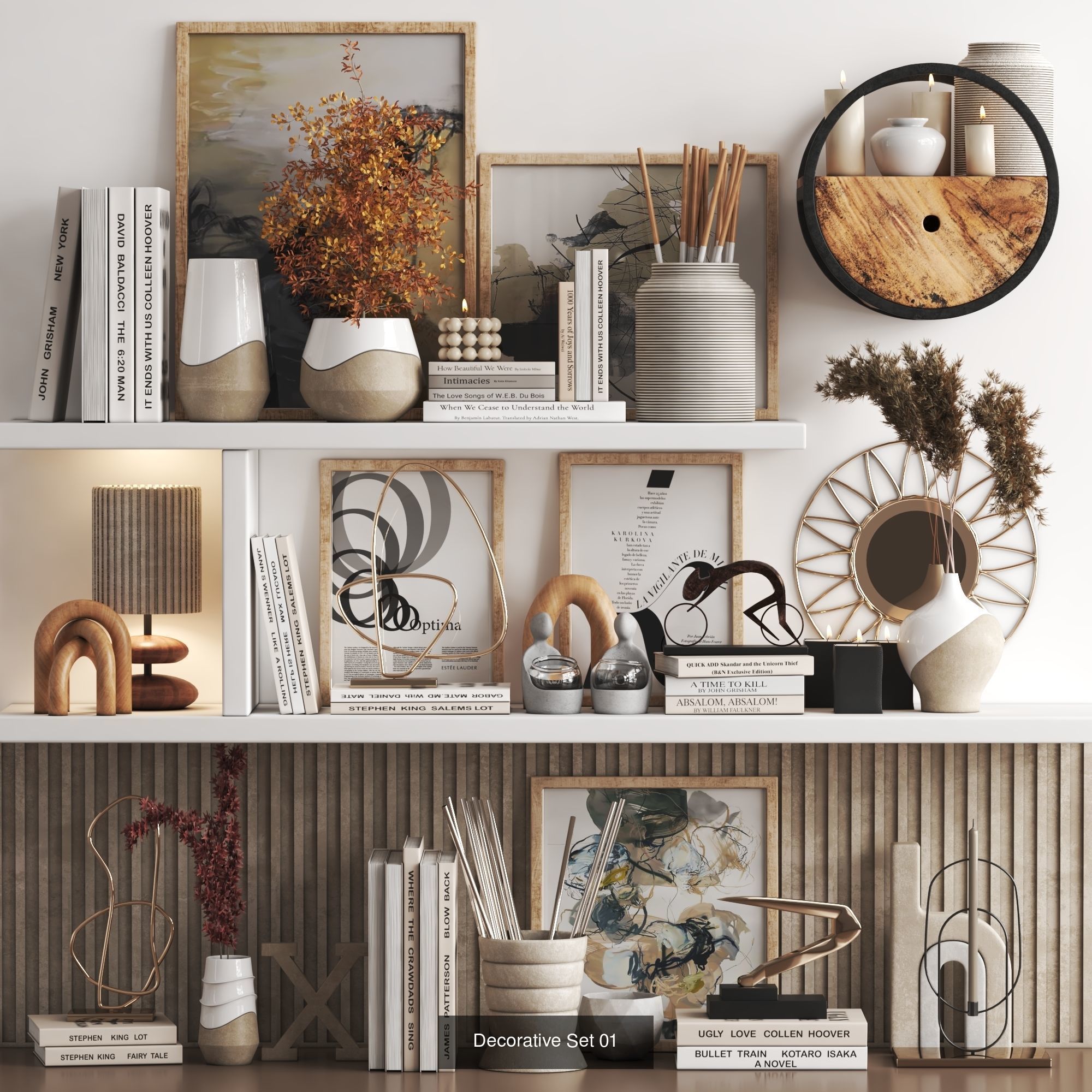 Decorative Set Collection items on shelf _2