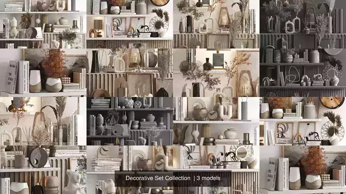 Decorative Set Collection items on shelf
