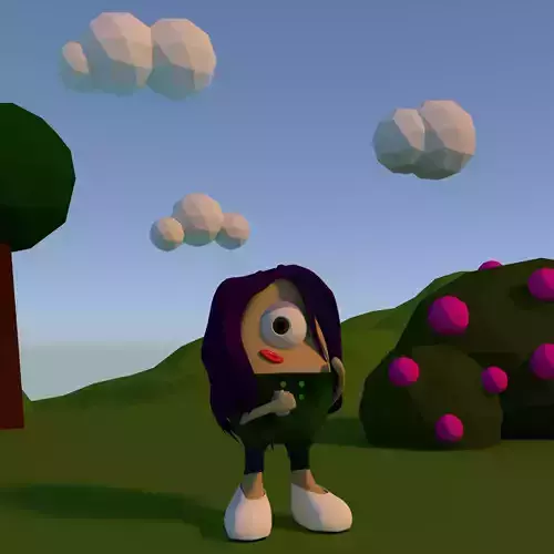 Low Poly scene cartoon character in outfit