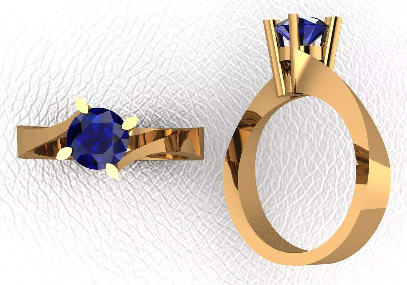 Rings sapphire engagement ring gold 3D print model_0